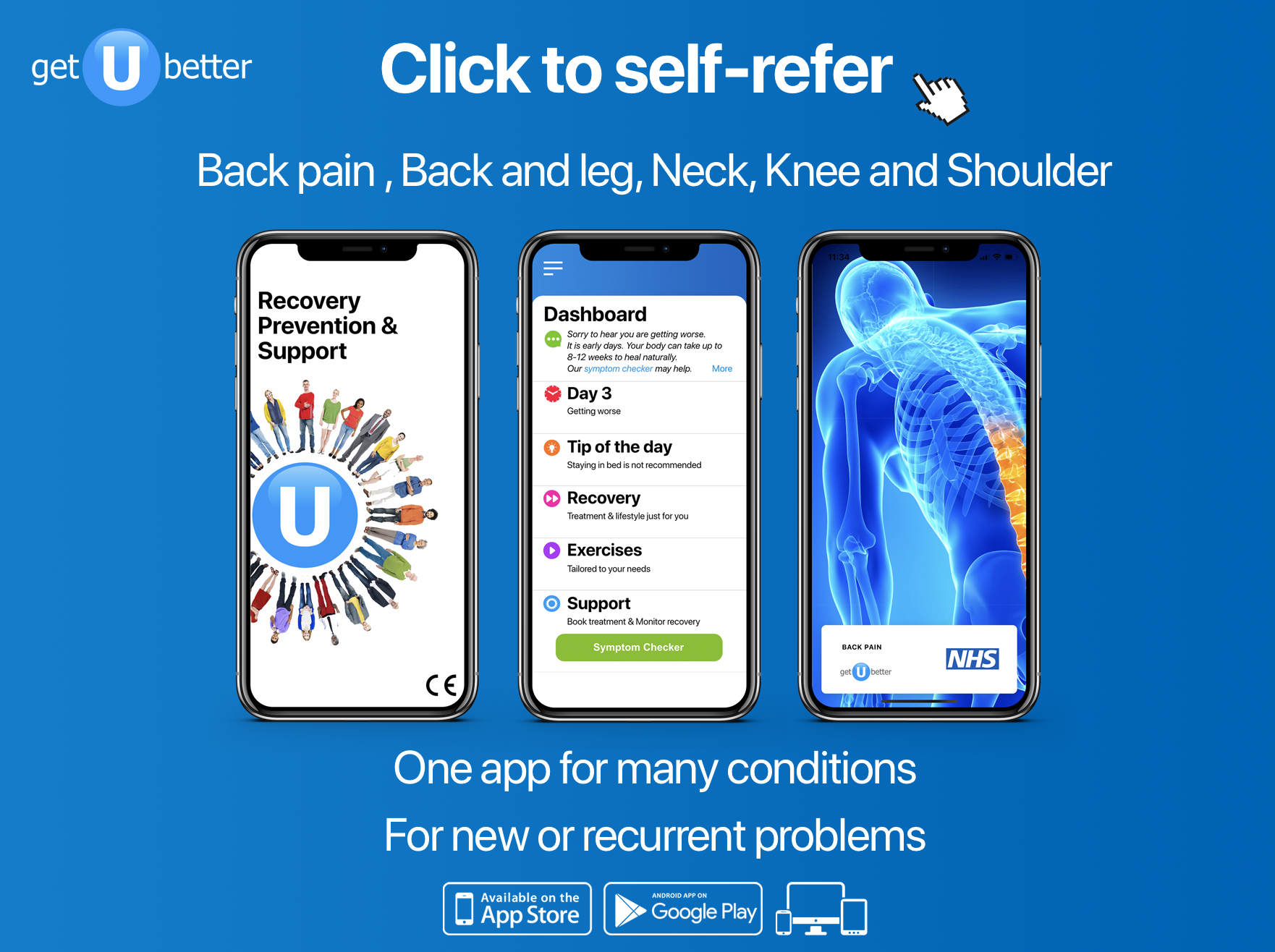 getUbetter app for back, leg, knee and shoulder pain